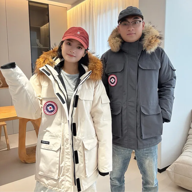 特厚御寒户外羽绒服情侣装连帽中长款工装加厚保暖外套防寒派克服