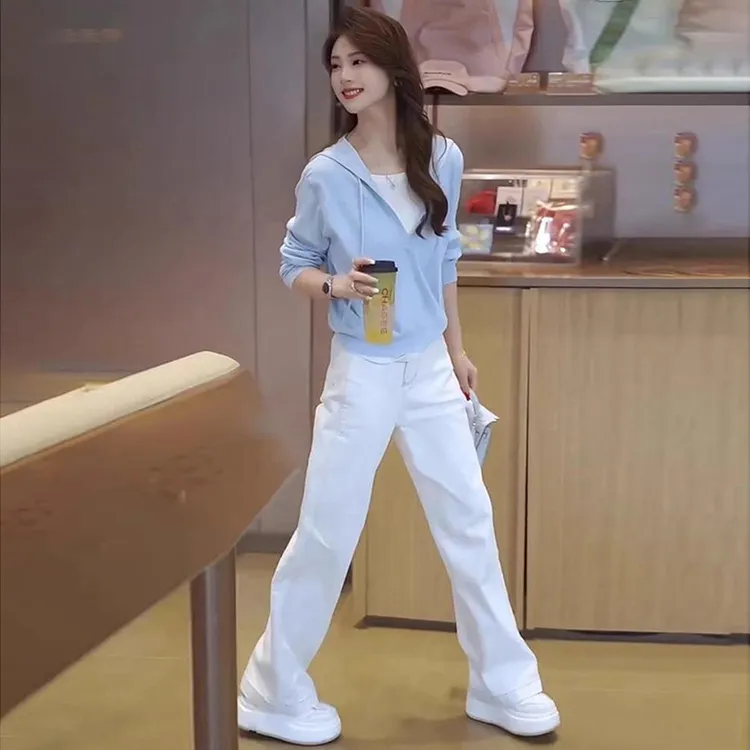 大码假两件连帽针织衫2025春秋季新款胖mm宽松遮肉显瘦长袖上衣潮