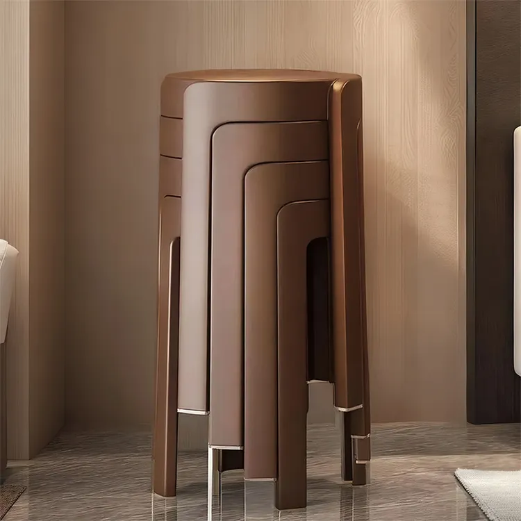 加厚塑料凳子吃饭家用结实耐用可叠放的熟胶圆凳商用特厚风车客凳