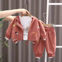 男童套装春秋款2025新款婴幼儿童运动男孩秋装卡通连帽三件套秋季