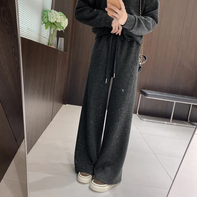 IMFLY金小金自制女装 休闲裤DYK2876秋冬气质细闪休闲卫裤