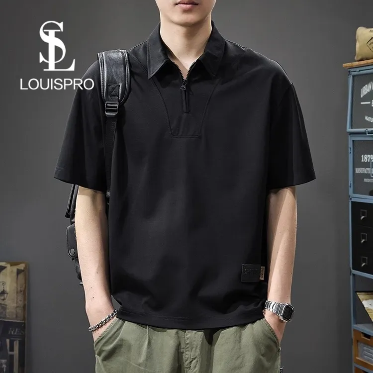 Louispro新款莱赛尔天丝男士短袖polo衫2025夏季薄款宽松百搭t恤