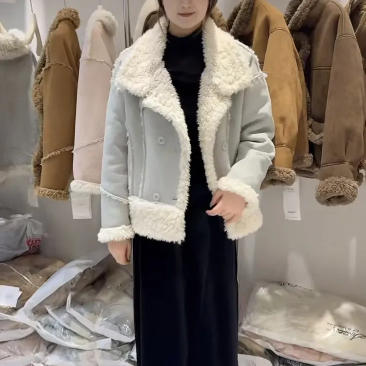 冬季秋冬短外套女休闲短款宽袖双排扣通勤百搭保暖