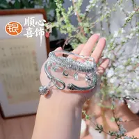 足银手镯 顺心喜饰4足银999.9开口猫爪吉言盘缠铃铛手镯时尚百搭