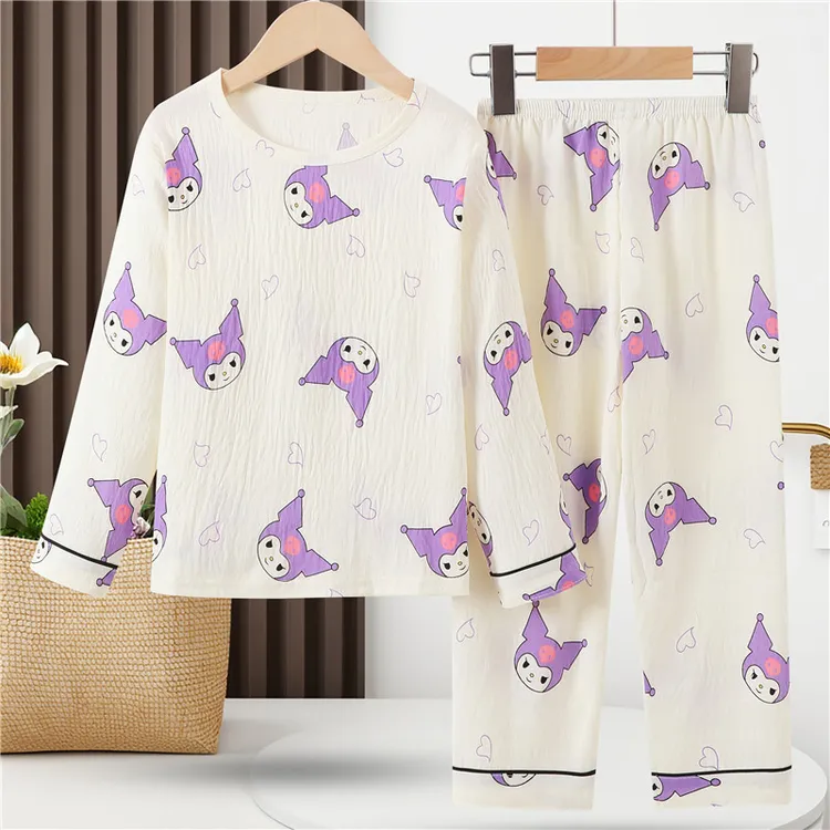 儿童家居服套装2025新款春秋睡衣女童卡通宽松夏季儿童长袖空调服