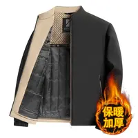 萨奴威秋冬季抗皱行政夹克加棉加厚爸爸装外套商务休闲立领夹克衫