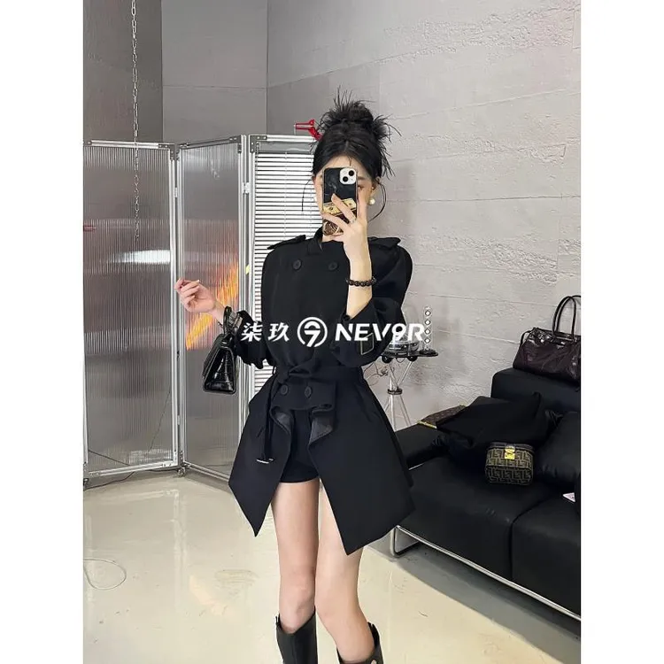 【NEV9R】柒玖秀款风衣领子多穿气质网红时尚中长款设计师