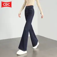 CBC丹宁色微喇裤牛仔女2025新款秋季修身马蹄裤不贴腿喇叭裤子