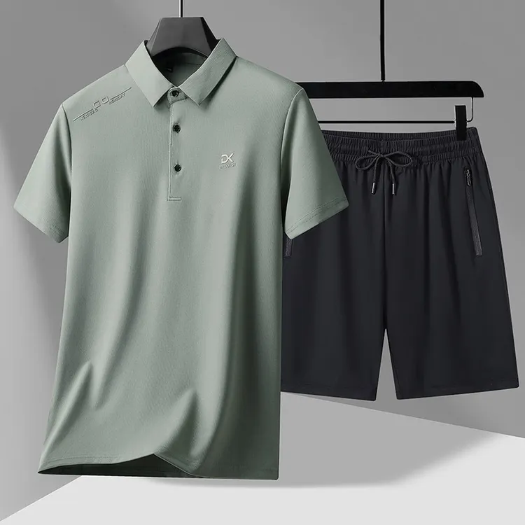 速干短裤薄款POLO衫冰丝短袖凉感男士】C新款套装两件套【