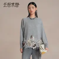 Ysimo-X云思木想 繁花盈盈 圆领套头长袖时尚休闲100羊毛衫13899