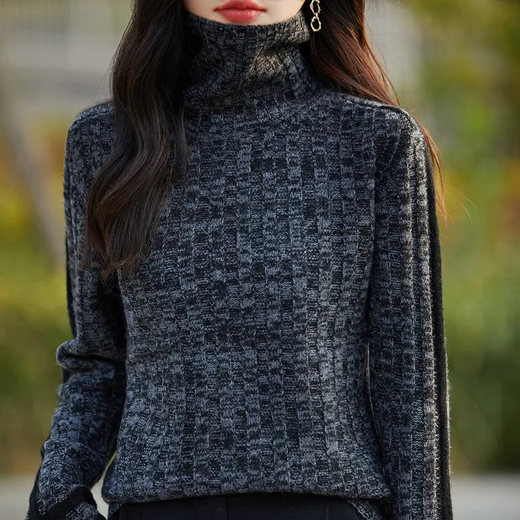 秋冬高级感配大衣堆堆领保暖打底衫女高领内搭修身显瘦针织衫毛衣
