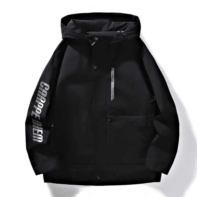 现货工装外套男潮牌宽松户外运动防风防水冲锋衣休闲百搭登山夹克