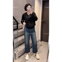 ZHONG大大【】2025秋冬新款九分翻边直筒高腰显瘦牛仔裤女50671