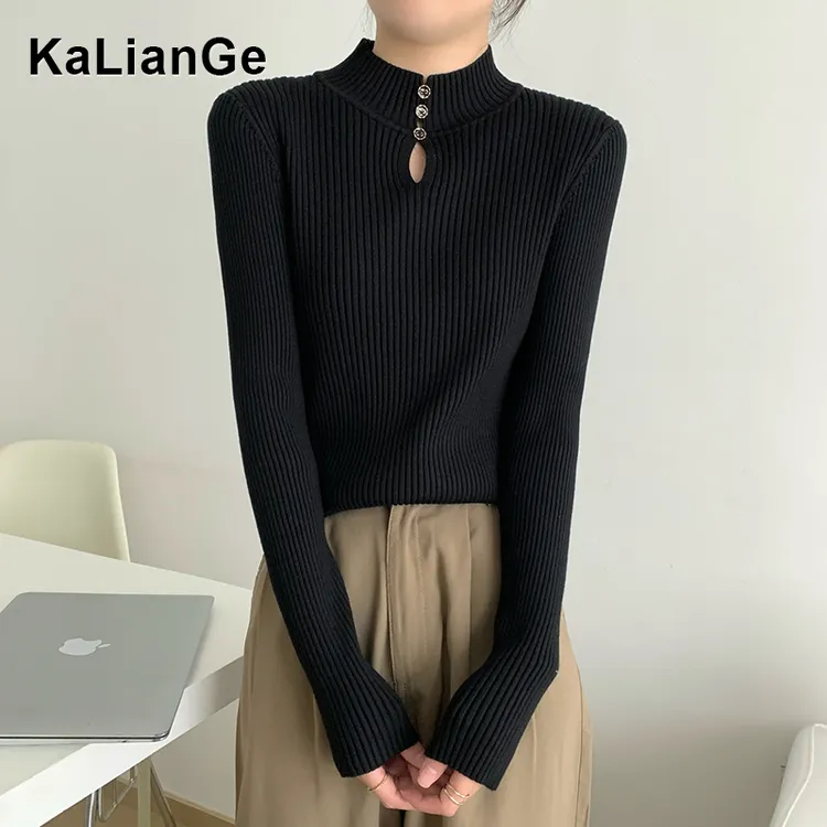 卡莲格/优雅半高领保暖内搭毛衣女2025秋冬加厚轻熟修身打底上衣