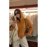 大婉酱微胖定制极简连帽毛衣慵懒松弛宽松显瘦百搭毛织上衣 1445D