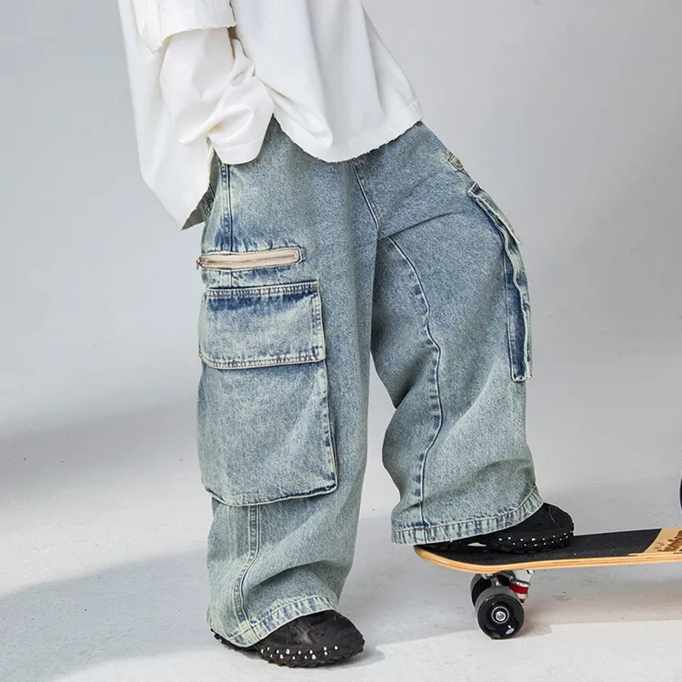 【高品质】巴拉拉男童工装牛仔裤春秋款2025新款儿童阔腿裤秋季洋气