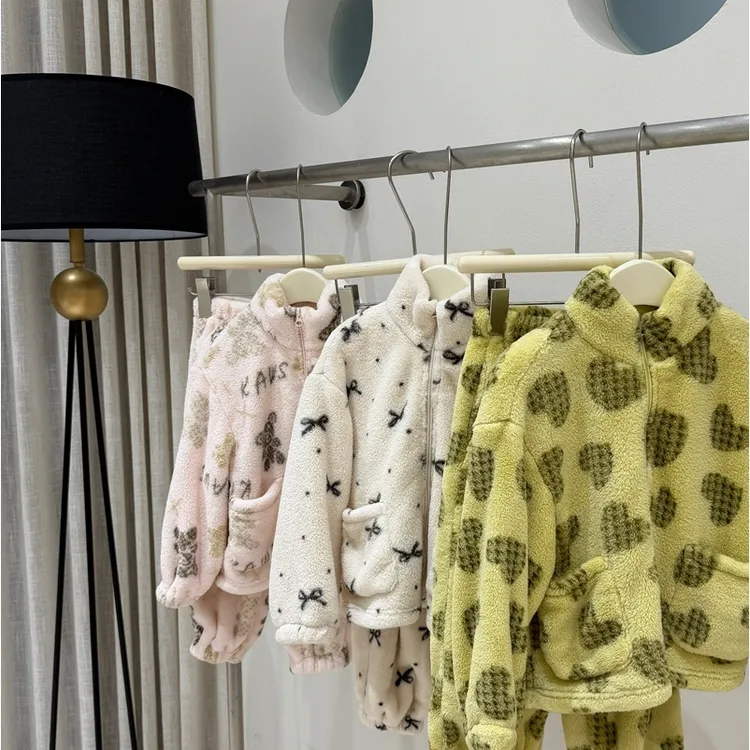 【现货】leomama女童睡衣25新冬季加厚百搭可爱保暖三色家居服套装