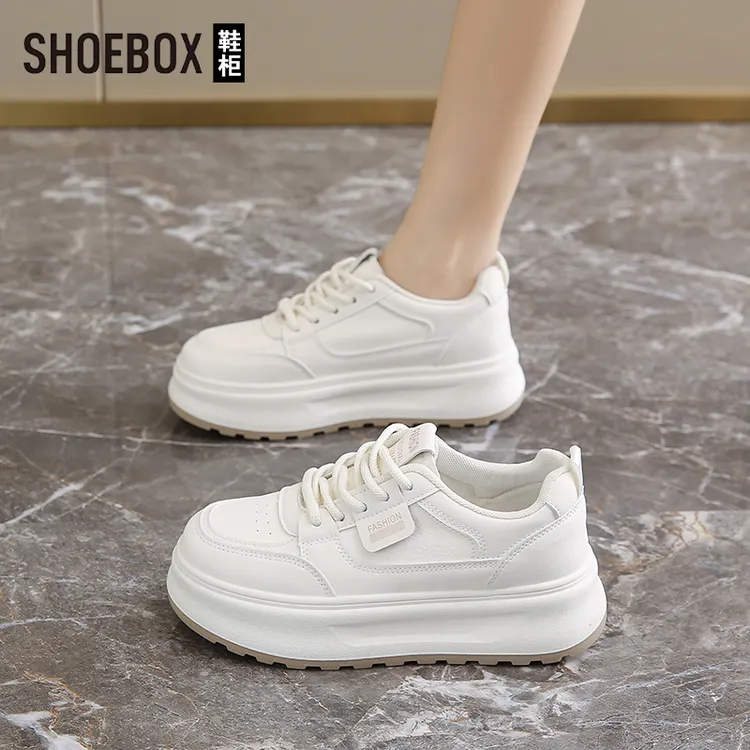 SHOEBOX鞋柜踩屎感厚底小白鞋女款2025爆款秋季百搭休闲板鞋子