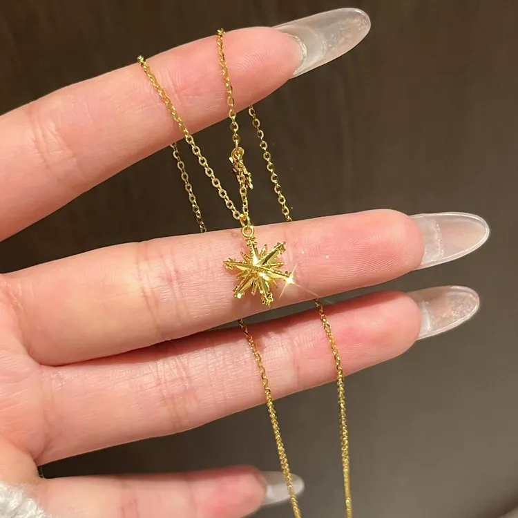Kise 钛钢项链 金色雪花项链女ins锁骨链气质轻奢小众百搭ins风商品图