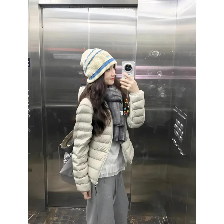 灰色排骨羽绒服女款冬季2025新款轻薄短款内胆小个子韩系内搭保暖