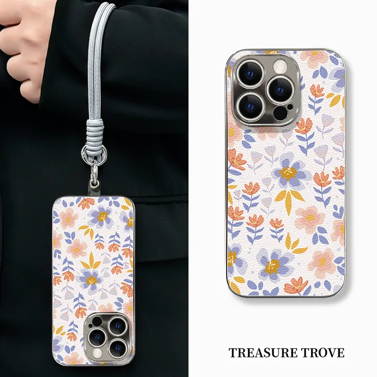 适用于苹果16华为OPPO小米VIVO小众百搭时尚电镀小羊皮壳BG0181