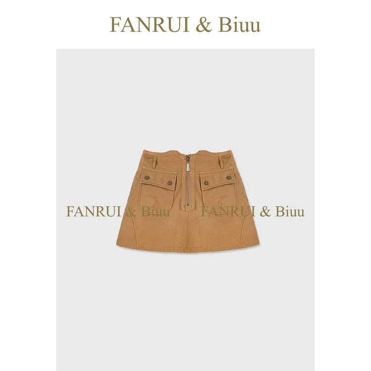 FANRUI/泛芮「棱厢」纯棉复古小众设计百搭休闲显瘦半身裤裙B17352