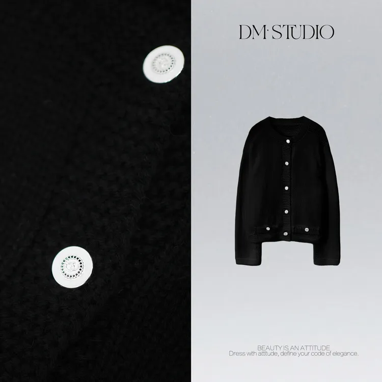 DEDM•STUDIO/秋冬100%绵羊毛极简百搭精致感毛衣开衫2512MY/6187