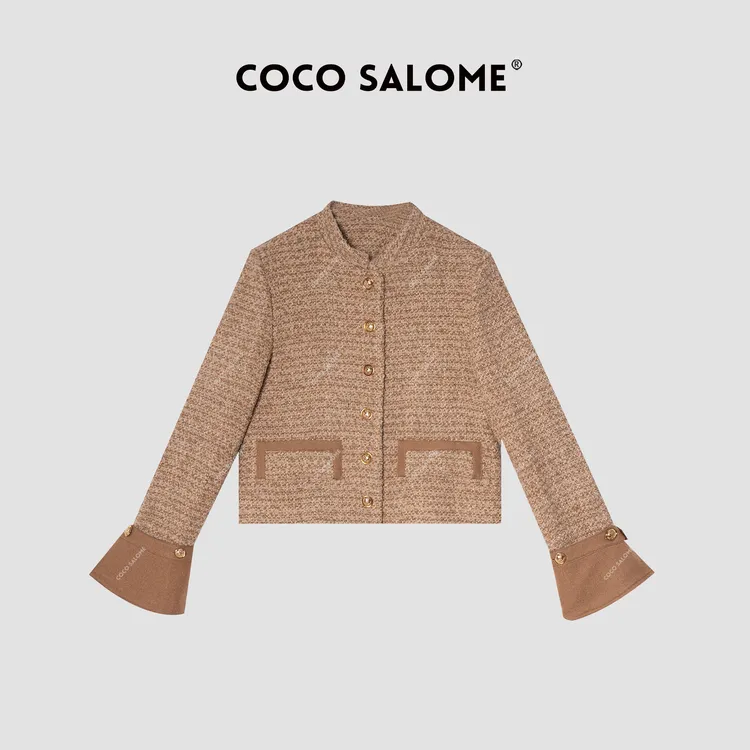 韩彬彬"北枫"秋冬羊毛轻奢气质小香风百搭短长袖外套女098N-7