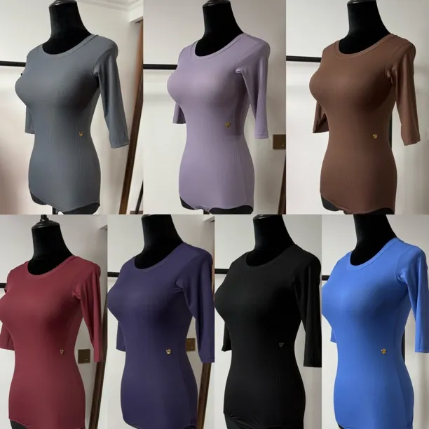 LOYAL舞服中袖圆领 修身 气质 秋季拉丁摩登国标舞服 自带胸垫