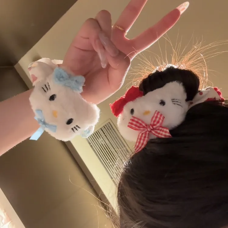 可爱Kitt4色发圈发绳粉色少女学生头绳大肠马尾发饰头饰