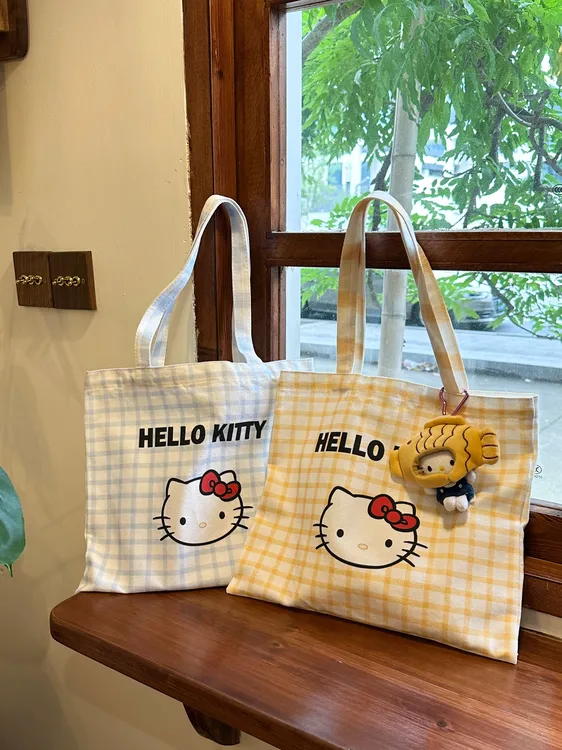 Kitty帆布印花新款上班手提包通勤可爱帆布袋卡通大帆布手提袋