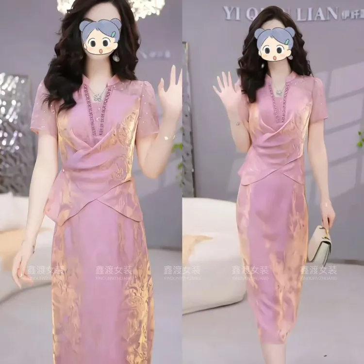 2025夏季新款时尚显瘦气质女士网红洋气两件套百搭款D9602