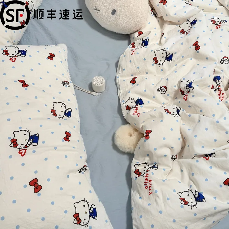 三丽鸥HelloKitty全棉a类双层纱四件套柔软学生宿舍床单三件套