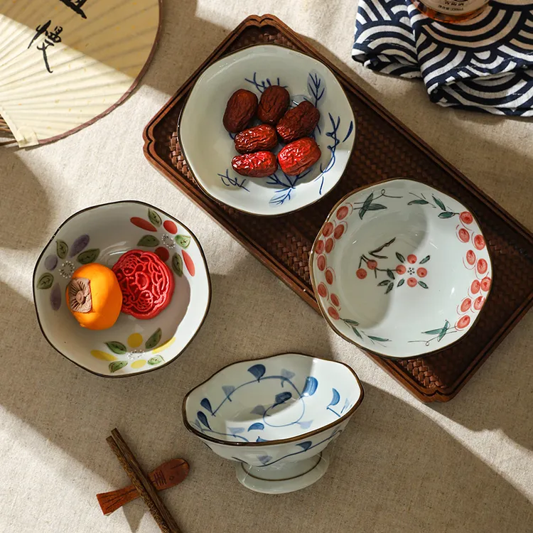 舍里中式复古高脚小吃碟茶点盘糕点盘点心碟子干果坚果家用水果盘