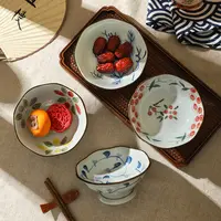 舍里中式复古高脚小吃碟茶点盘糕点盘点心碟子干果坚果家用水果盘