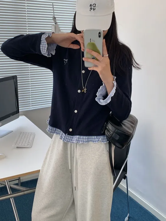 常规款【针织对衫】圆领春秋百搭女装长袖时尚针织秋季