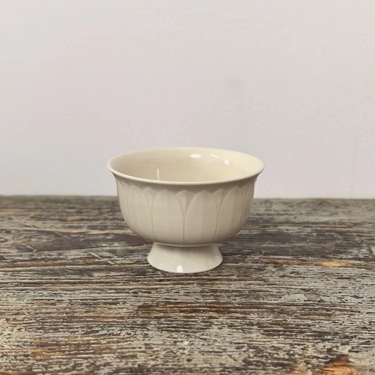 定瓷茶杯主人杯高足莲瓣杯 全手工制