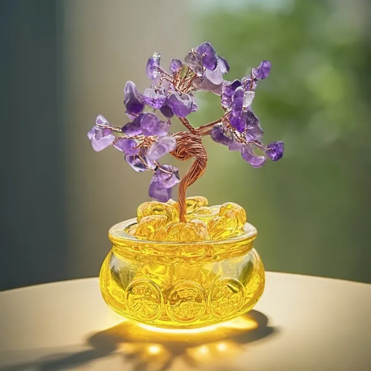 【WT祈福】九紫摇钱树发财树中式摆件办公桌摆放FL-3185