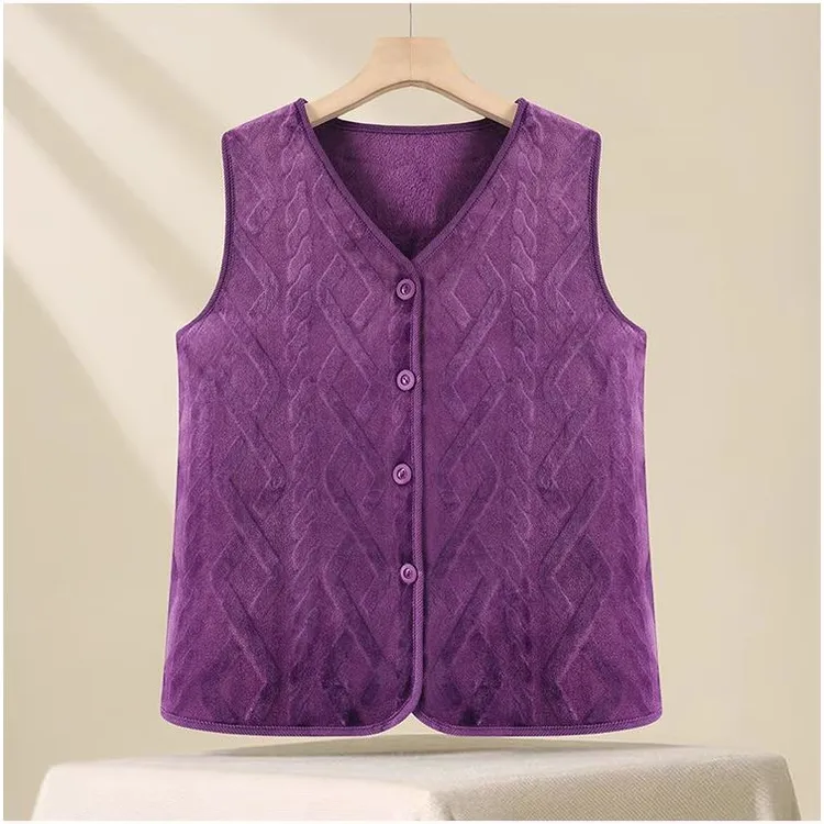 中老年女装秋冬新款加绒加厚保暖坎肩背心妈妈国风盘扣马甲碎花