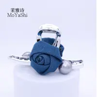 【牛仔玫瑰】高级感牛仔色玫瑰银色底夹11cm抓夹发夹MY007