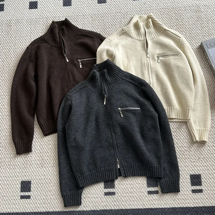 【米可家】棉花糖系列加厚松软双拉链高领毛衣8096