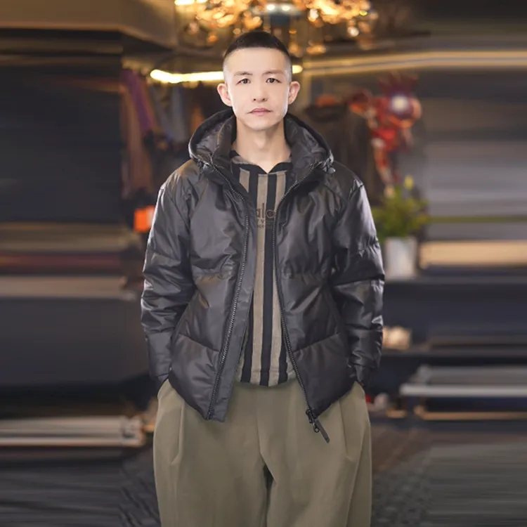 轻奢短款皮羽绒头层小牛皮鹅绒皮衣休闲连帽可脱卸领保暖男士夹克