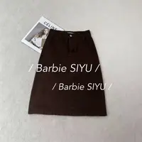 Barbie Siyu【沦陷裙】8528秋季高腰直筒中筒休闲复古小个子半身裙