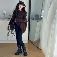 【Maila童装】女童韩系加厚不规则毛衣针织衫秋冬加绒小腿裤两件套