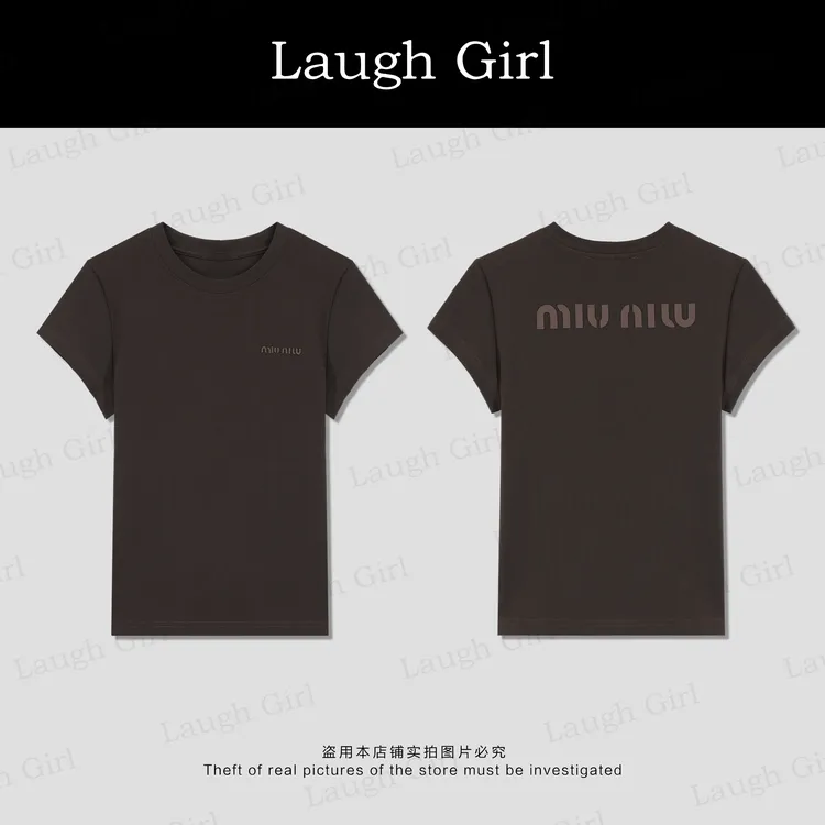 楚楚君 Laugh girl【miuT】圆领修身字母miu时尚短袖TL531006J