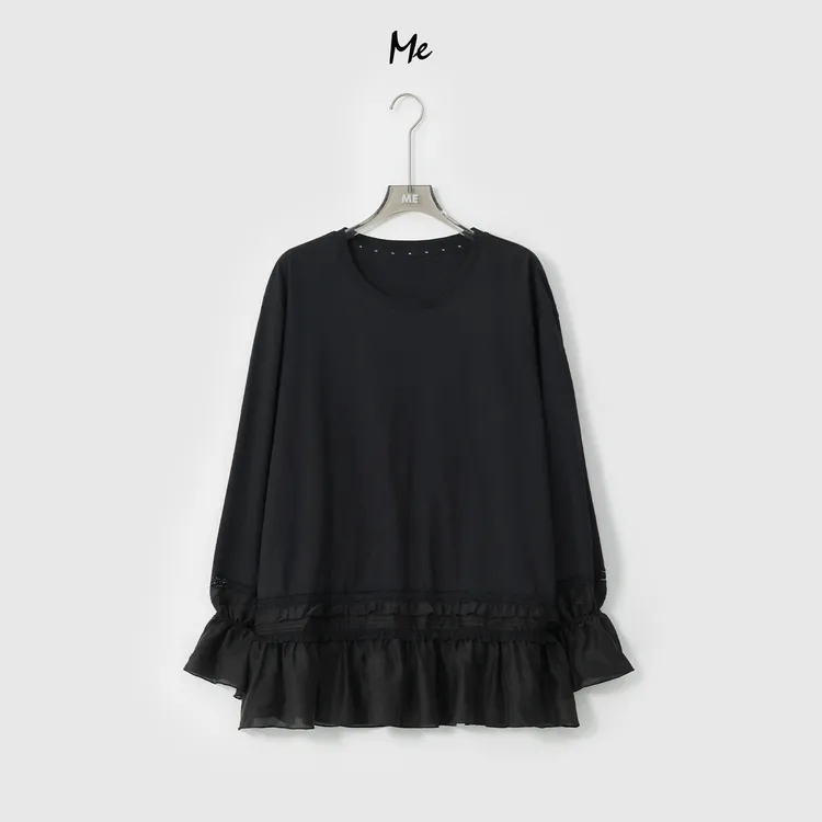 ME【少女花荷衫】蕾丝拼接花苞感时尚百搭休闲一手长上衣MESA1082