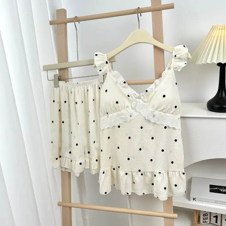 吊带睡衣女夏季爆款2025新款法式性感带胸垫大码可外穿家居服套装