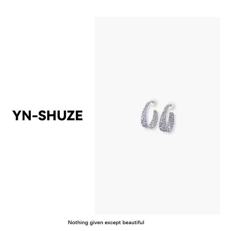 铜合金耳饰 钛钢耳饰 设计款气质亮钻耳环SZ-YNB-19971