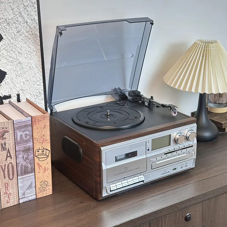 巴音盒S808黑胶唱片机LP留声机多功能CD磁带一体蓝牙音箱复古礼物