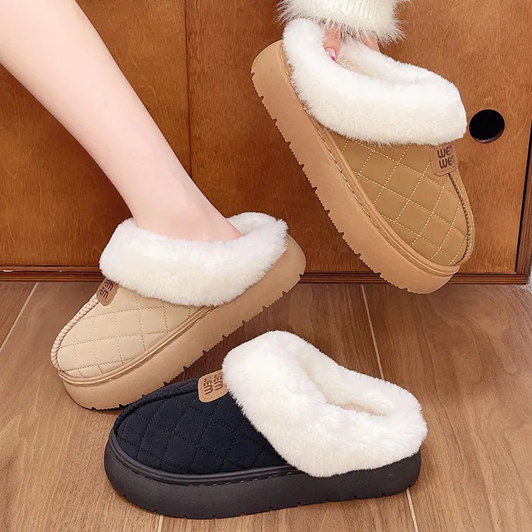 【笑笑专属】优遇家新款冬情侣居家厚底防滑毛绒包头保暖外穿棉拖鞋